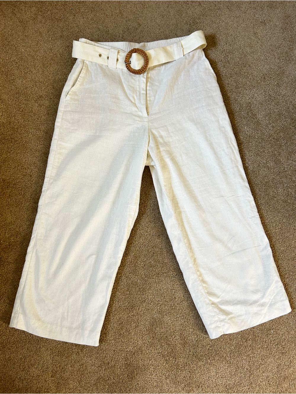 Rachel Zoe Relaxed Linen Blend White Pants